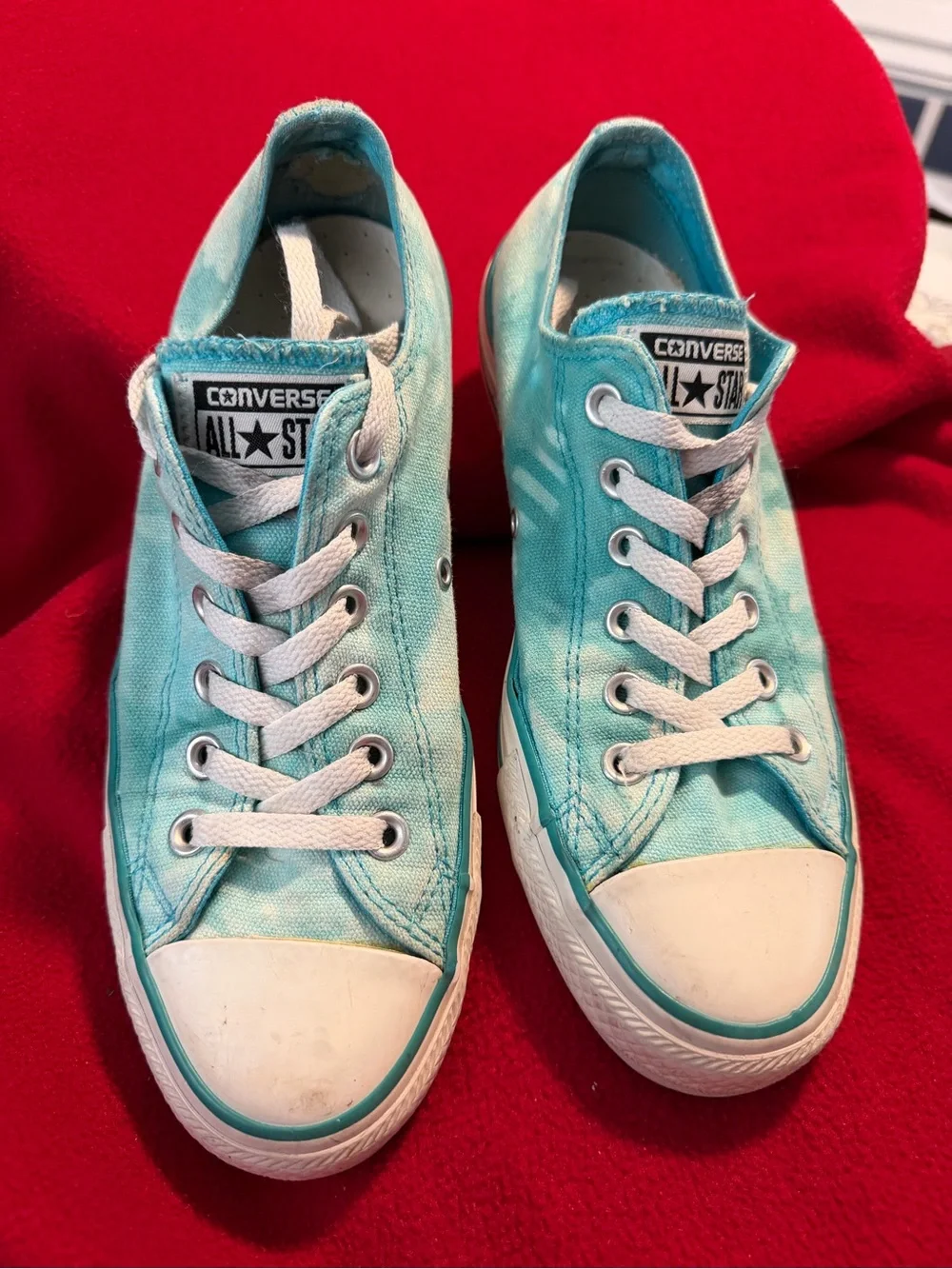 Converse Teal Tie-Dye Low Top Sneakers